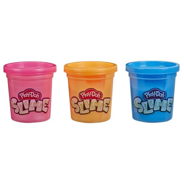 Play-Doh Slime 3'lü Hamur - Mavi, Metalik Turuncu ve Metalik Pembe