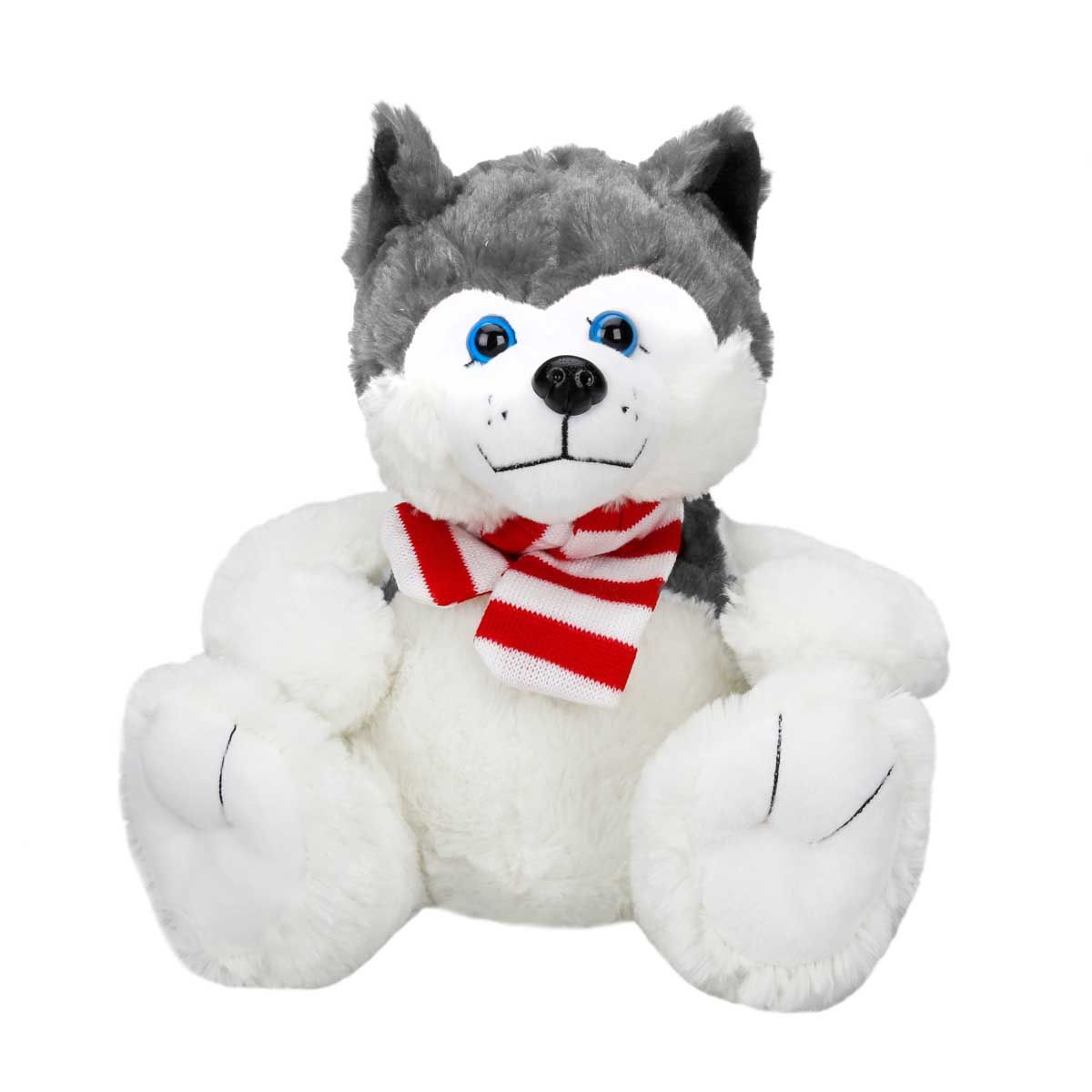 Oturan Husky Atkılı Peluş Köpek 30 cm 1030-Gri