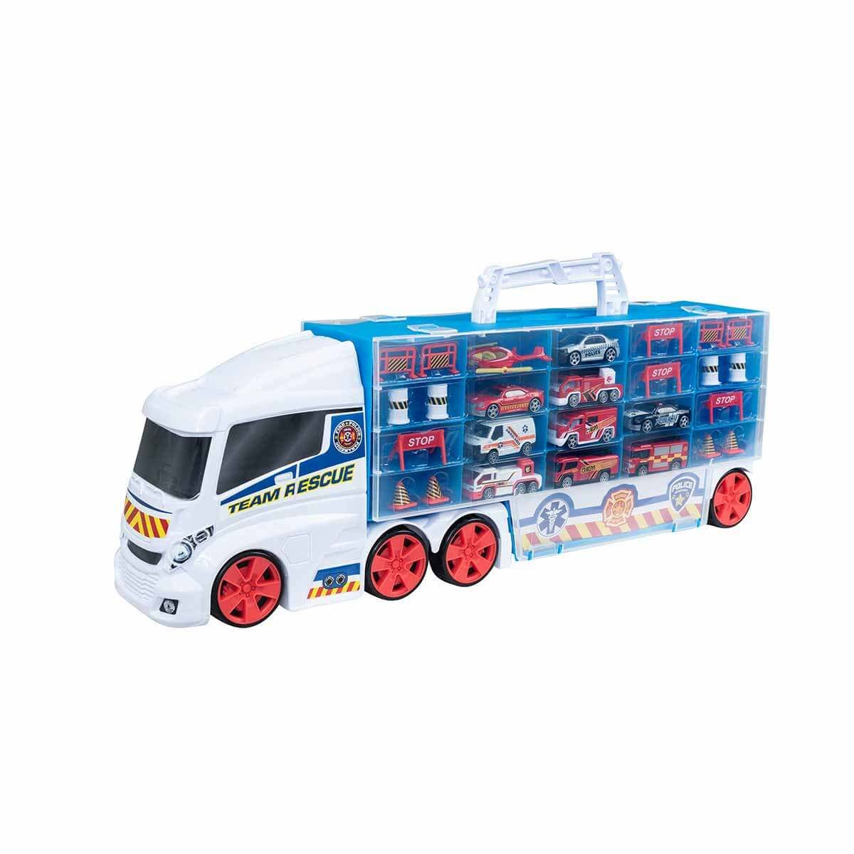 Teamsterz Emergency 10 Araçlı Çantalı Transporter | Oyuncaklar Şehri
