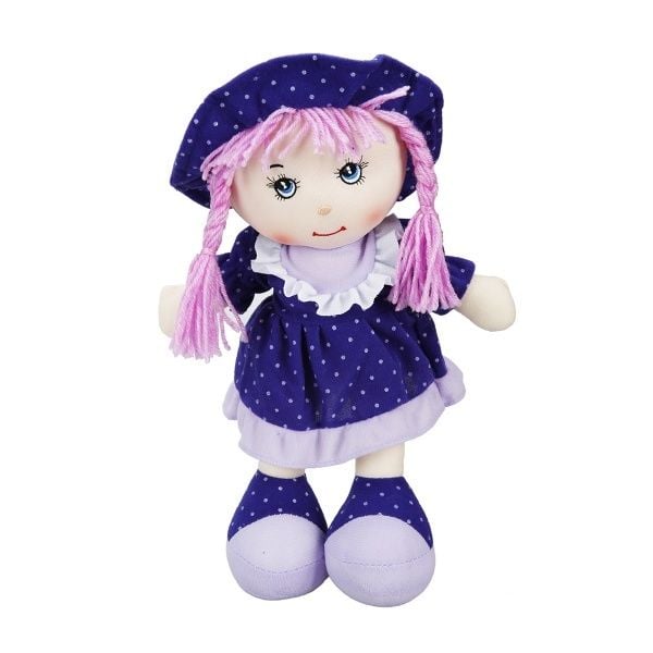 Puantiyeli Elbiseli Ece Bebek 35 cm 1140-Lacivert Elbiseli