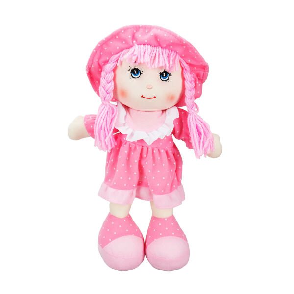 Puantiyeli Elbiseli Ece Bebek 35 cm 1140-Pembe Elbiseli