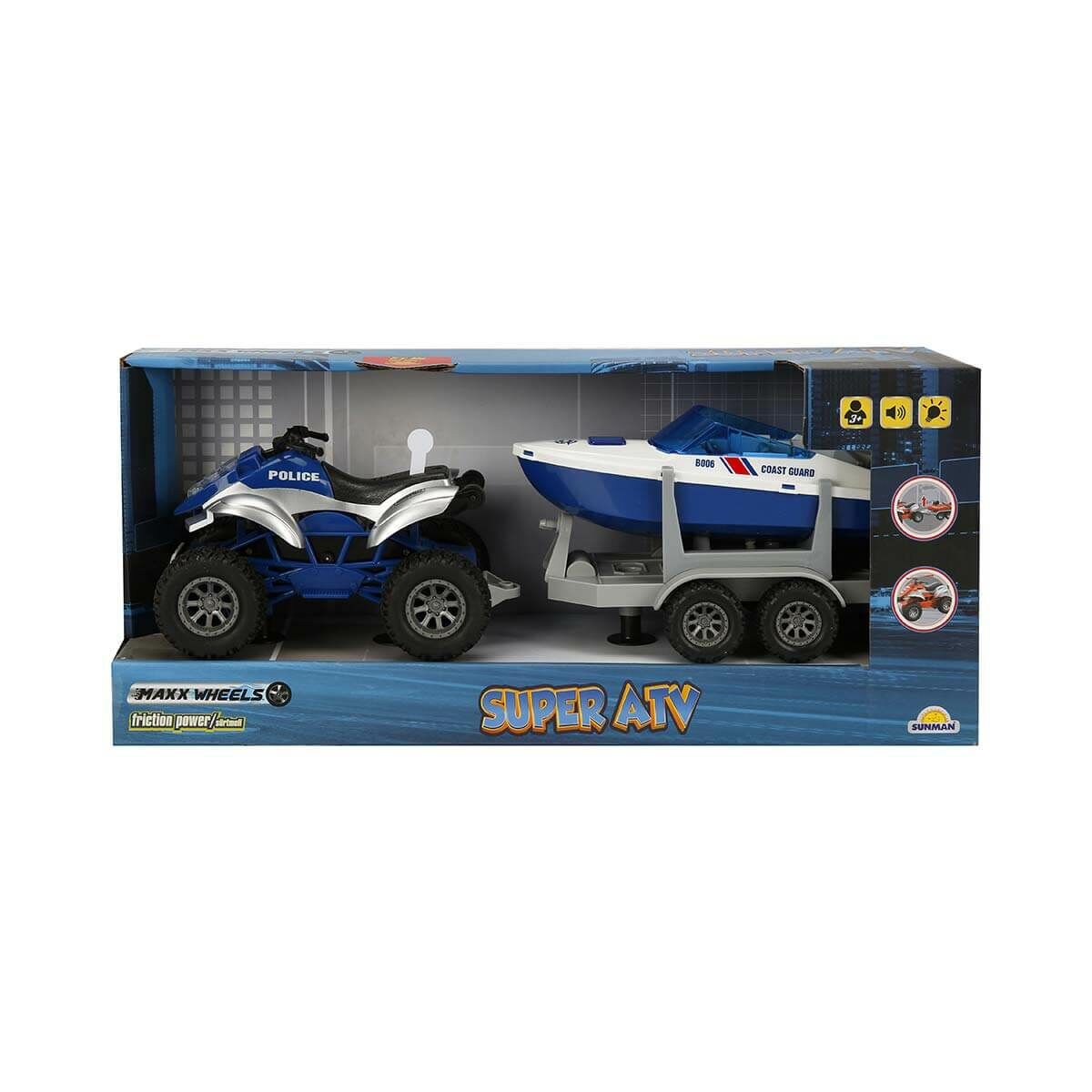 Maxx Wheels Süper Atv Sesli ve Işıklı Sürtmeli Araçlar 3406-Coast Guard