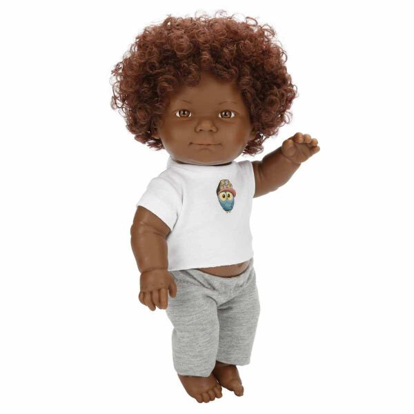 Dada Kıvırcık Saçlı Bebek 35 cm Gri Eşofman