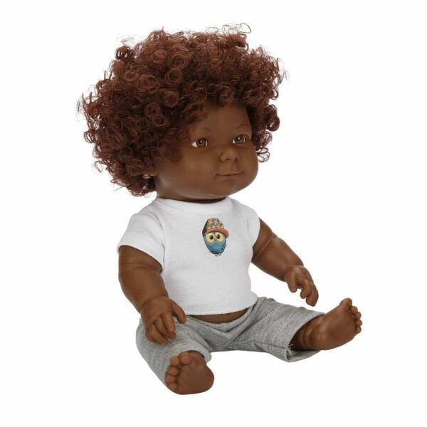 Dada Kıvırcık Saçlı Bebek 35 cm Gri Eşofman