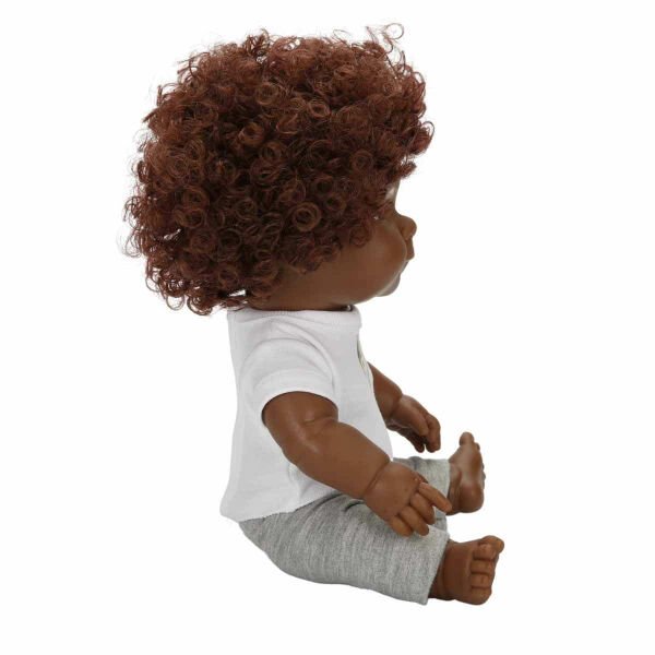 Dada Kıvırcık Saçlı Bebek 35 cm Gri Eşofman