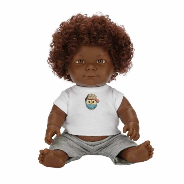 Dada Kıvırcık Saçlı Bebek 35 cm Gri Eşofman