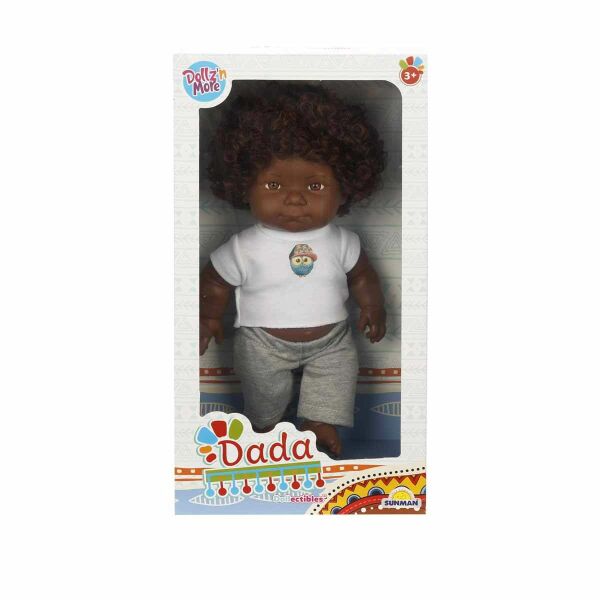 Dada Kıvırcık Saçlı Bebek 35 cm Gri Eşofman