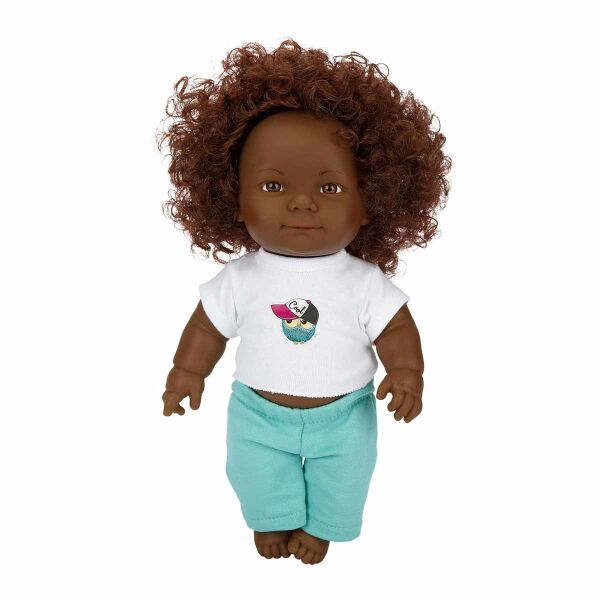 Dada Kıvırcık Saçlı Bebek 35 cm Yeşil Eşofman