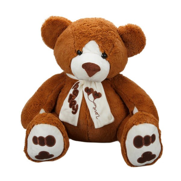 Oturan Atkılı Peluş Ayı 60 cm 8355-Kahverengi