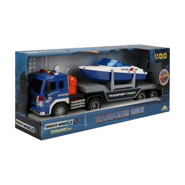 Maxx Wheels Sesli ve Işıklı Bot Taşıyıcı Tır 38 cm 3541-Mavi