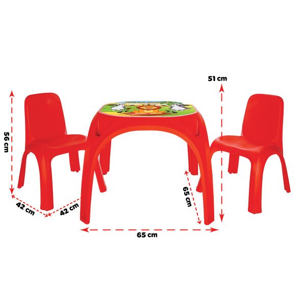 İki Sandalyeli King Masa Kırmızı (03-422)