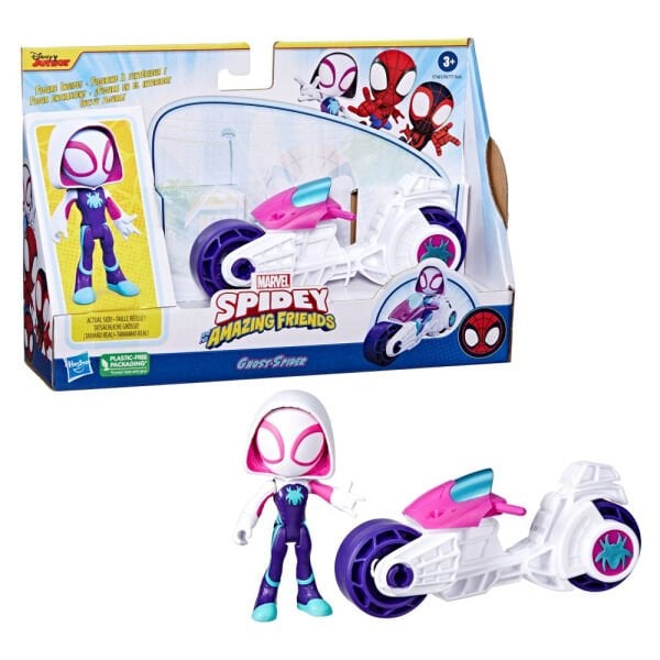 Spidey And His Amazing Friends Motorsiklet Ve Figür Ghost Spider F6777-F7461