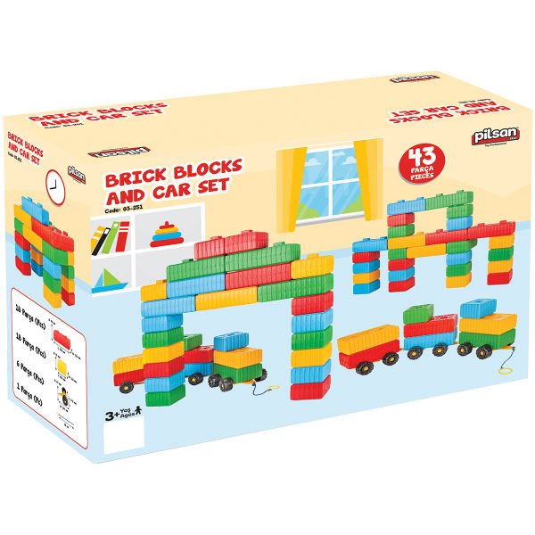 Tuğla Blok Ve Araba Seti (43 Parça)