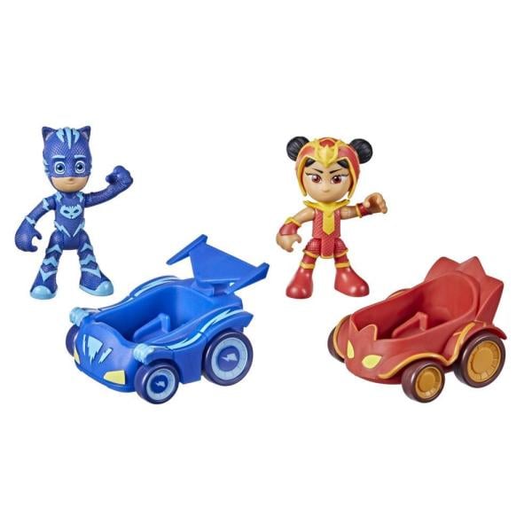 Pijamaskeliler İkili Figür ve Mini Araç - Kedi Çocuk vs Ejderha Kız